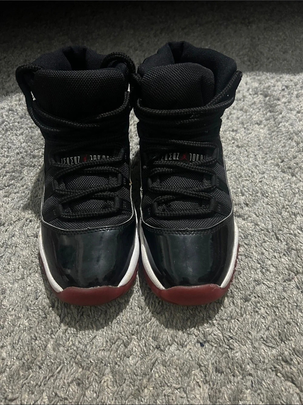 Jordan Kids Black/Red Low Retro Basketball Sneakers